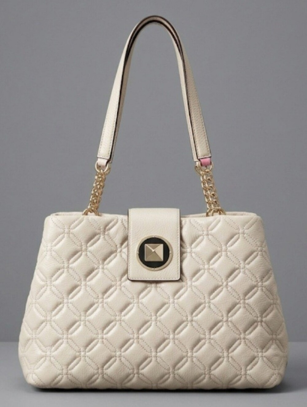 Kate Spade Cream Shiny Leather Quilted Shoulder Handbag!!!